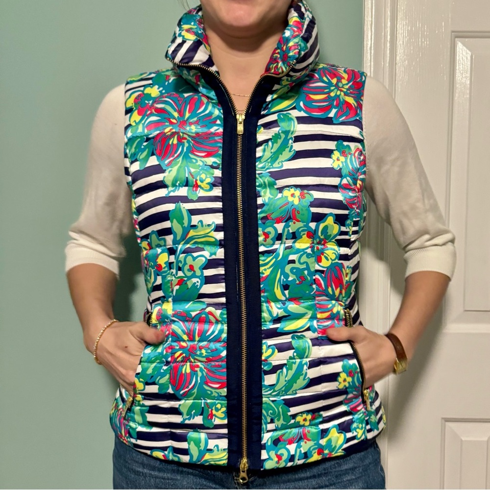 Lilly Pulitzer Colorful Floral Puffer Vest